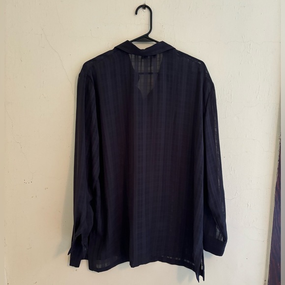 Urban Works sheer blouse dark grey made in Guatemala size 1X - Picture 2 of 3